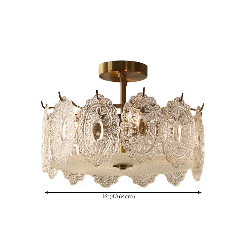 Contemporary Creative Ceiling Lamp Glass Shade Flush Mount Light Fixture