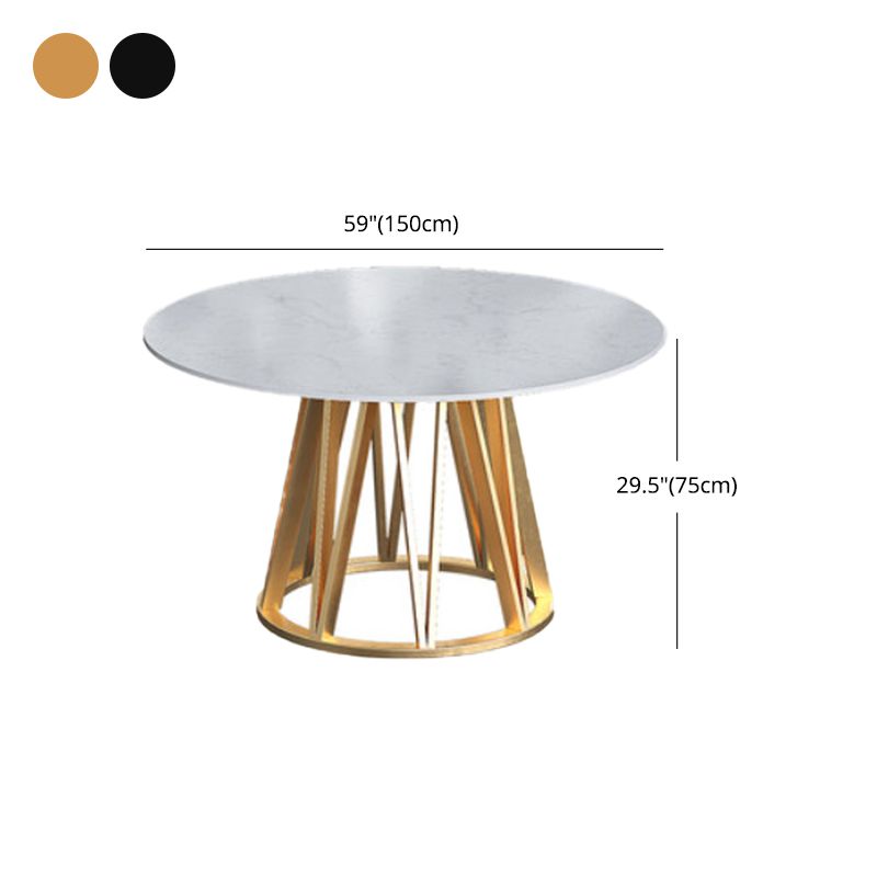 Glam 1/2/6/7 Pieces Dining Set Round Stone Dining Table for Dining Room
