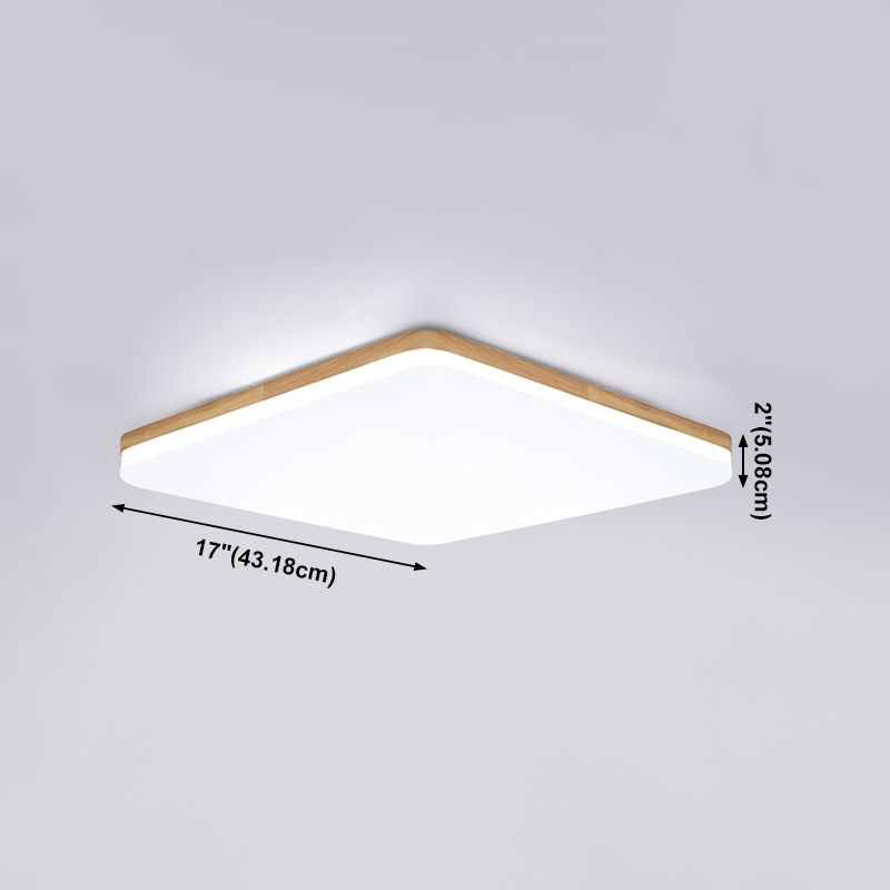 Square LED Flush Ceiling Light Fixtures Wooden Flush Mount Ceiling Fixture