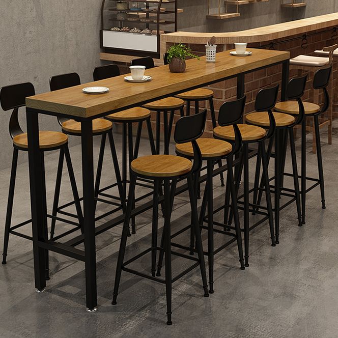 1/6/11 Pieces Industrial Iron Bar Table Set Rectangle Pine Wood Bistro Set with Footrest