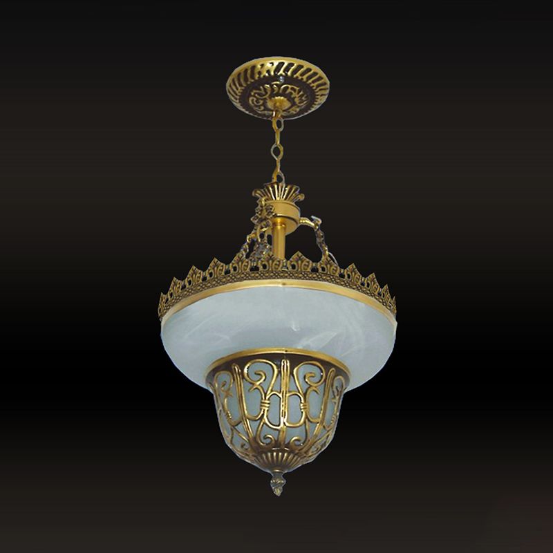 Bronze -Topf -Pendel -Leicht -Traditionelle Alabaster Glas 3 Lampen -Esszimmer Kronleuchter, 12 "/16" /19,5 "breit