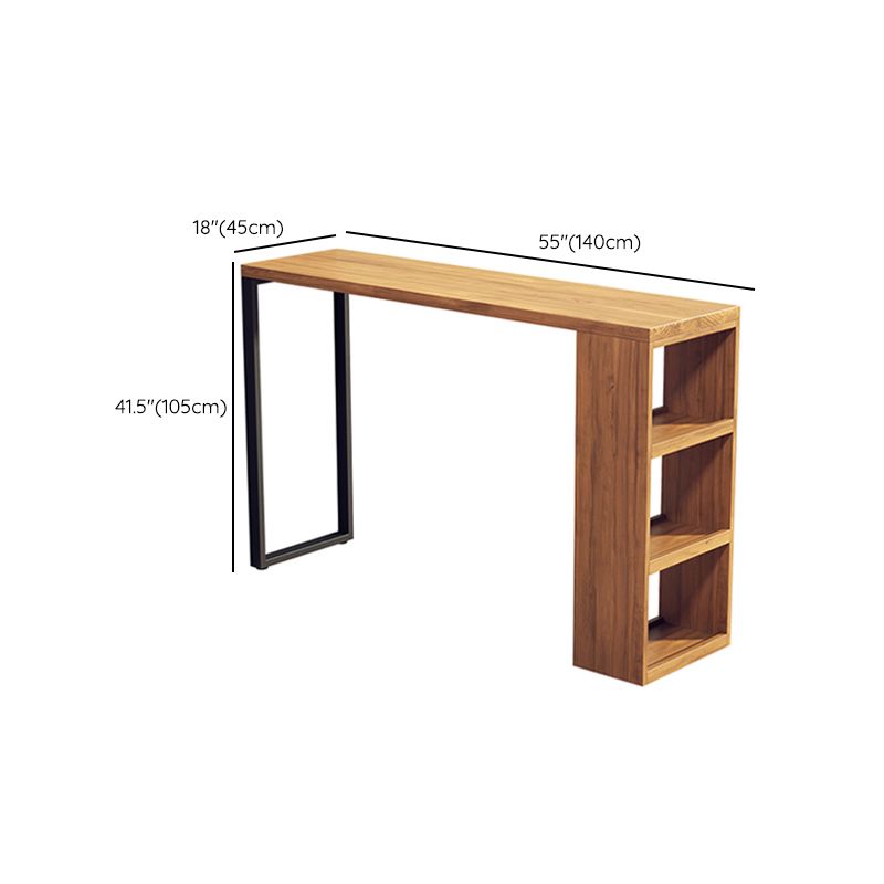 Solid Wood Bar Stool Table Industrial Style Bar Dining Table with Storage