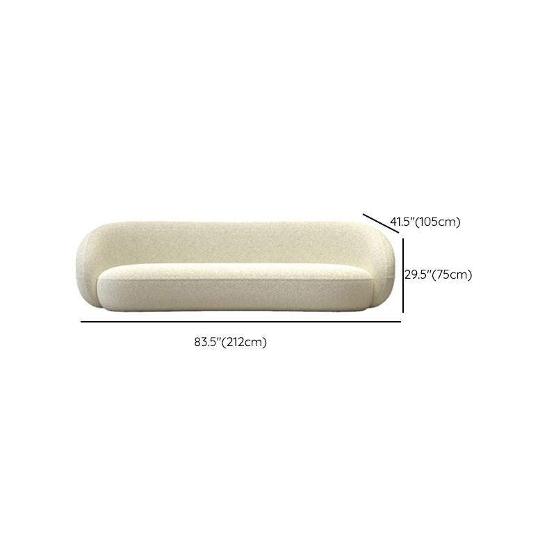 Contemporary Sloped Arm Curved Sofa White Tight Back Fabric Settee