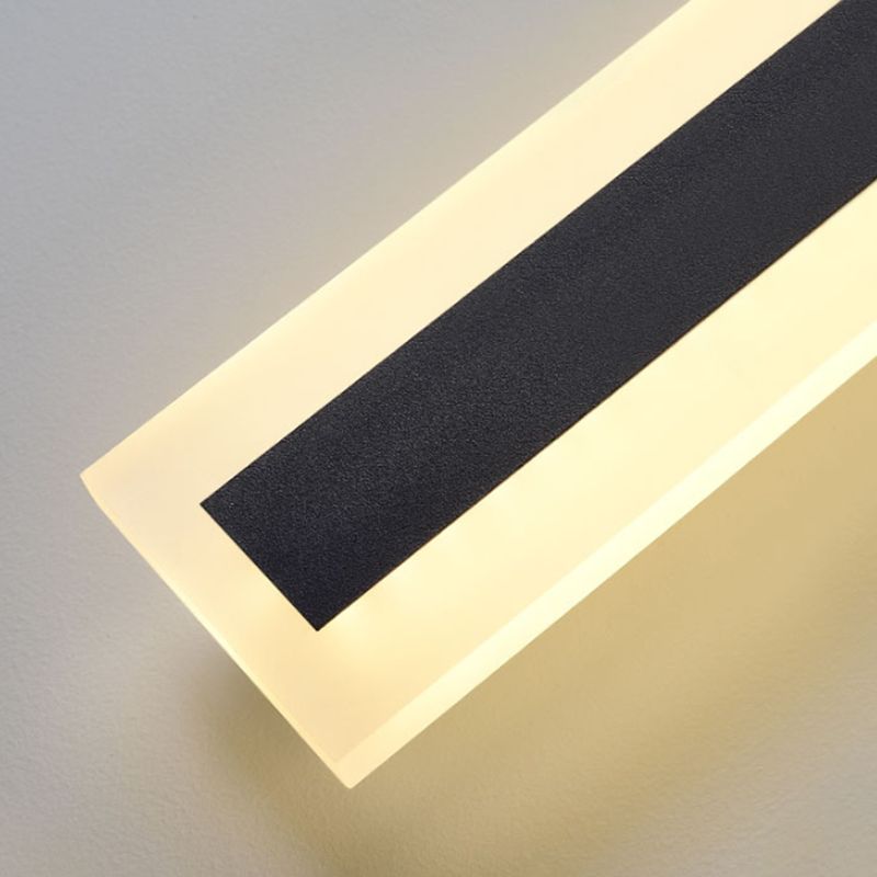 Metal Linear Shape Wall Light Modern Style 1-Light Wall Light Sconces in Black