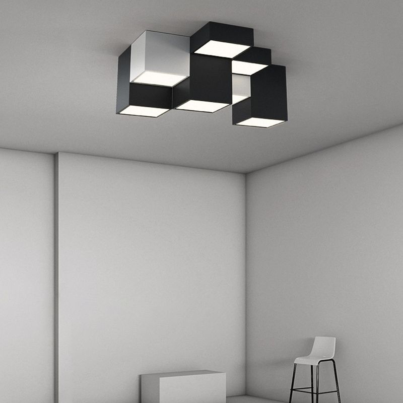 Square Shape LED Ceiling Lamp Modern Iron Flush Mount for Bedroom