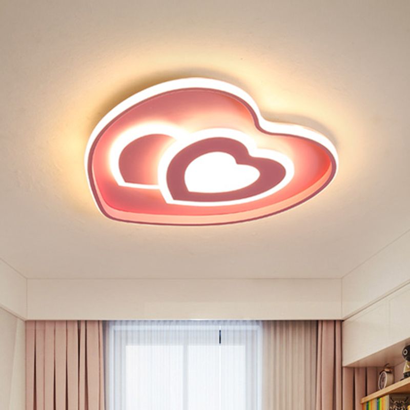 Illuminazione da incasso a soffitto a forma di cuore amorevole in stile nordico acrilico con finitura blu/rosa LED