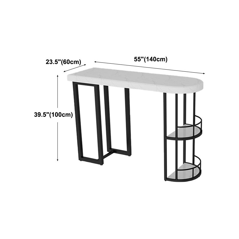 Marble Stone Indoor White Bistro Bar Table Storage Fixed Table Modern Counter Wine Table