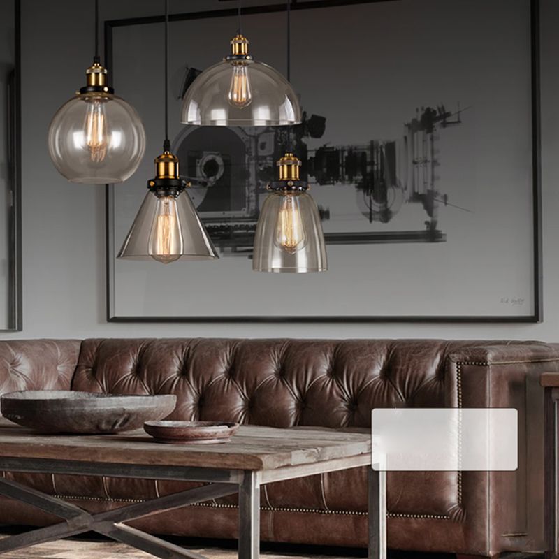 Retro Industrial 1 Lámpara de luz Lámpara de lámpara Alezo a mano iluminación colgante de vidrio para sala de estar