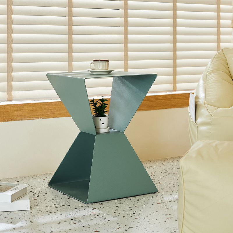 Rectangle Steel Top Side Table 19.68" Tall Abstract Base End Table with Shelves