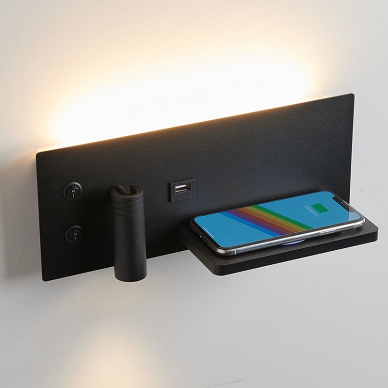 2 Lights Square Reading Wall Lighting Modern Style Metal Wall Mounted Light Fixture