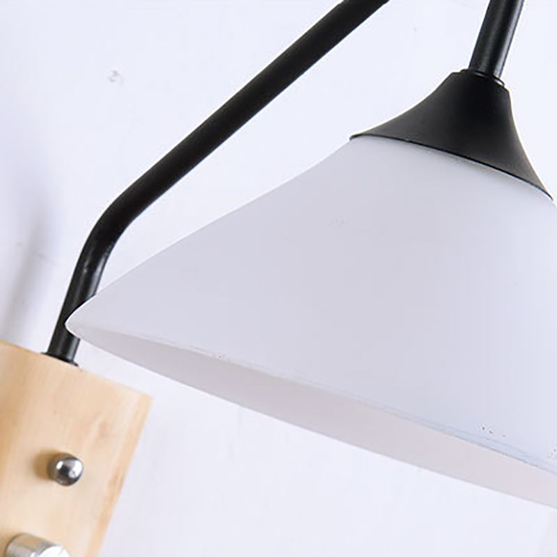 Wood 1 - Light Wall Sconce , Cone Shade Metal Wall Armed Sconce