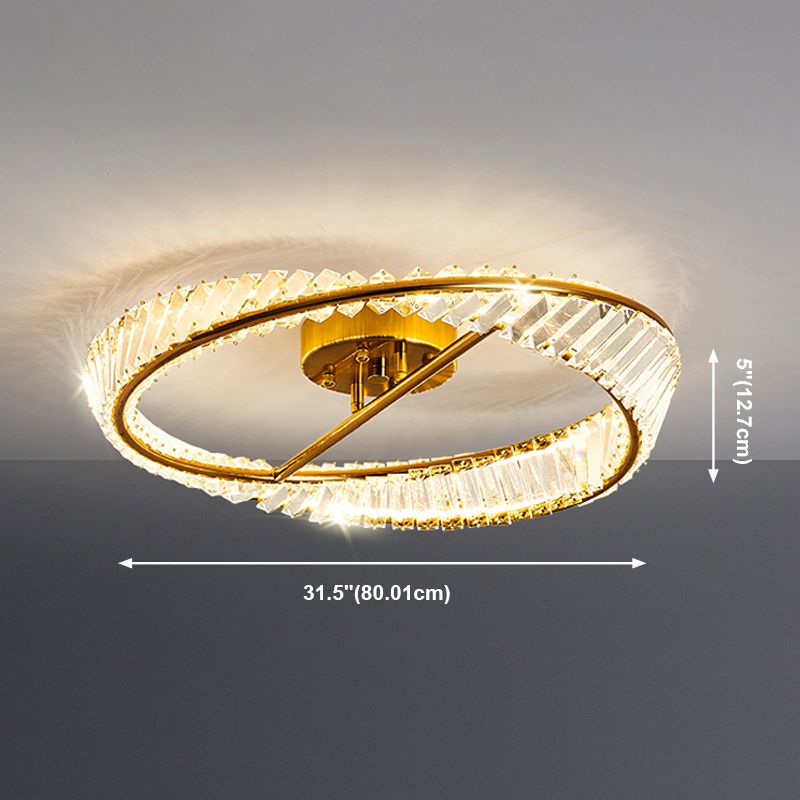 Electroplate Metal LED Ceiling Light in Modern Creative Style Crystal Circular Flush Mount in Gold