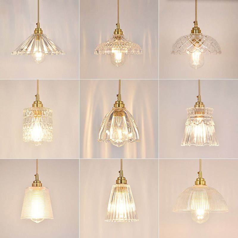 Lampada sospesa in ottone in vetro industriale a ciondolo singolo per il ristorante