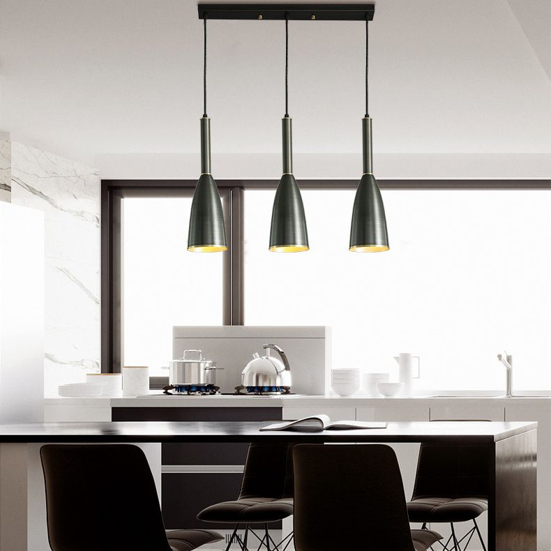 Metal Bell Pendant Lighting Fixture Postmodern Ceiling Hang Light for Dining Room