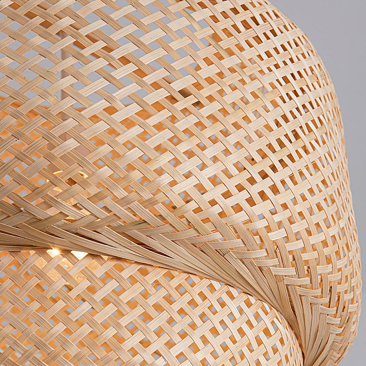 Lantern Bambus Rattan Form Anhänger Hängende Lampe Asien Stil 1 Licht hängende Deckenleuchte für Wohnzimmer