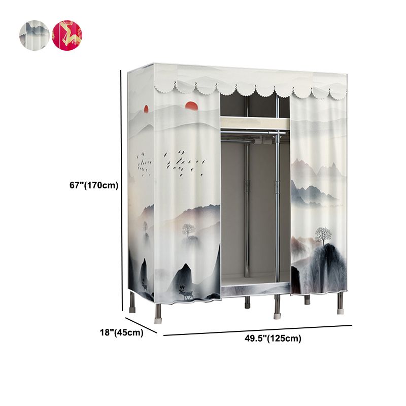 Modern Style Metal Wardrobe 2-Teir Bedroom Wardrobe Closet with Legs