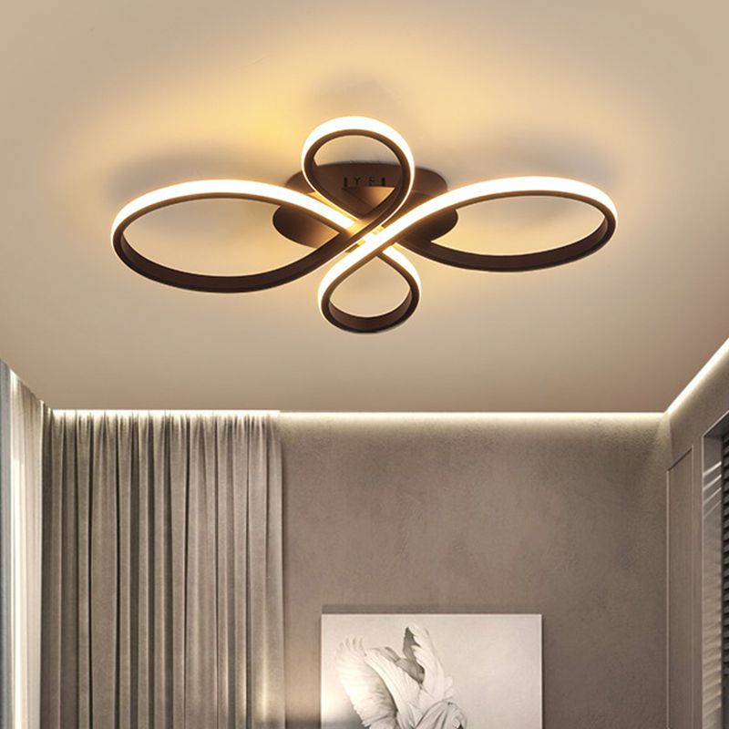 Bedroom LED Ceiling Mounted Light Minimalist White/Coffee Flush Mount with Petals Acrylic Frame, Warm/White/Natural Light