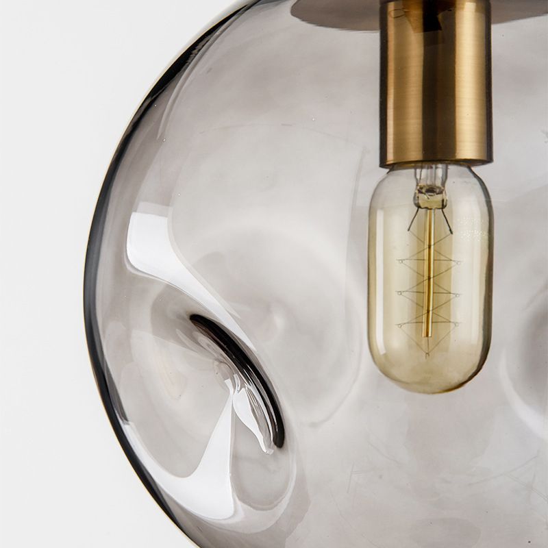 Modern Creative Single Pendant Light Electroplate Metal Globe Hanging Lamp with Glass Shade