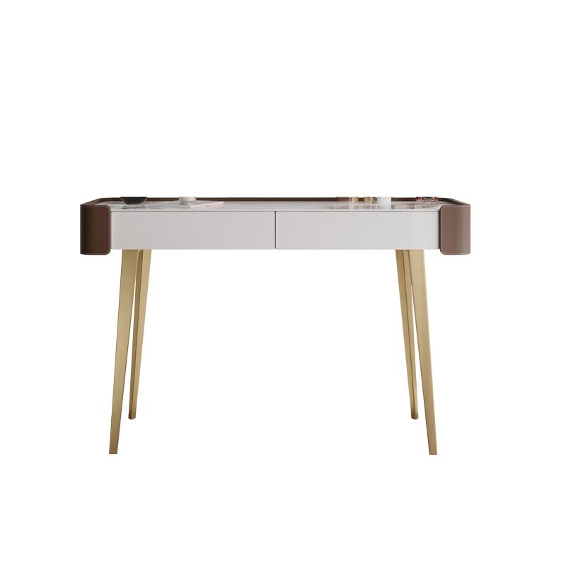 Faux Leather Makeup Vanity Desk Glam 2-Drawer Dressing Table