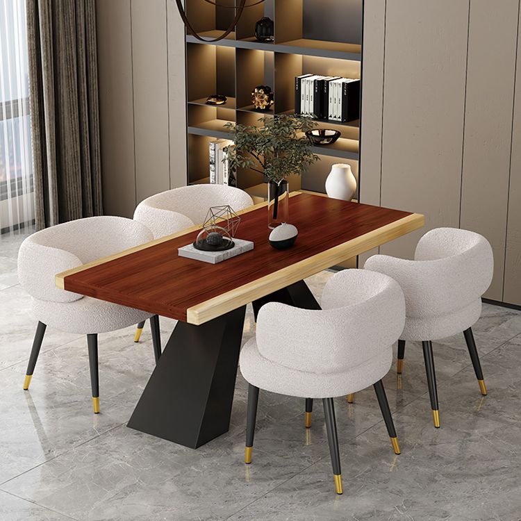 Modern Style Dining Table Solid Wood Rectangle Table with Black Base