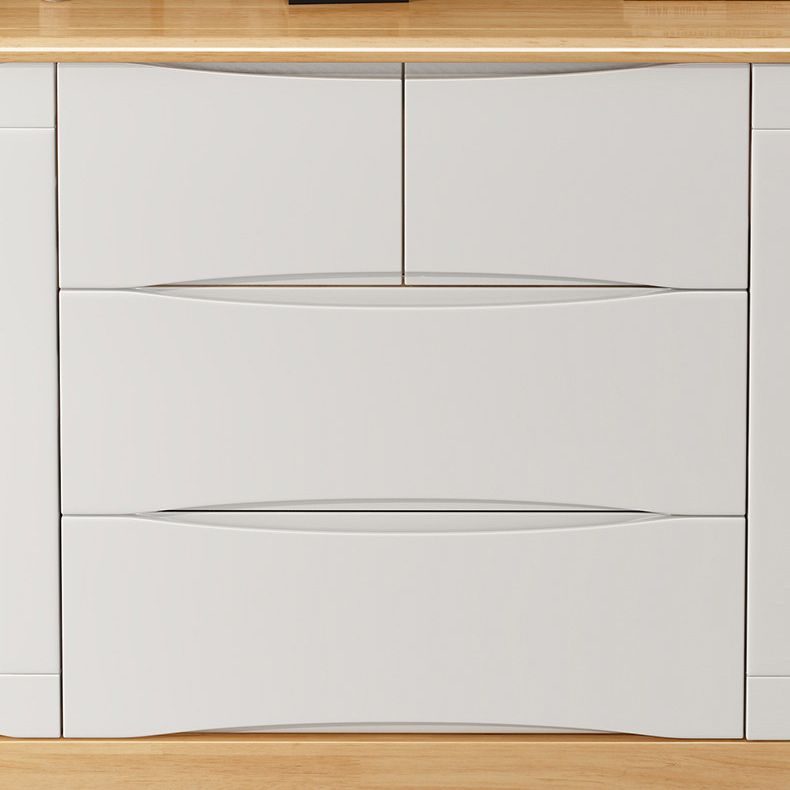 Mid-Century Wooden Accent Cabinet with Doors and 4 Drawers Cabinet