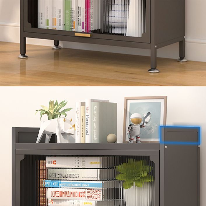 Modern Metal  Bookshelf Standard Closed Back Bookcase with Doors