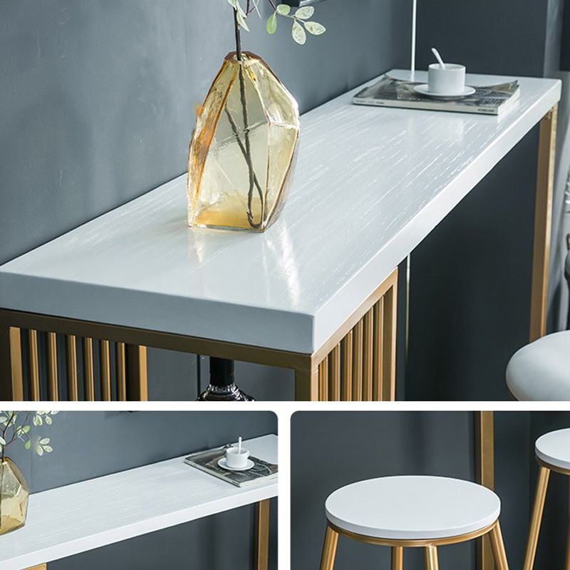 Glam 1/3 Pieces Bar Table Set Rectangle Wood Counter Table with High Stools for Cafe