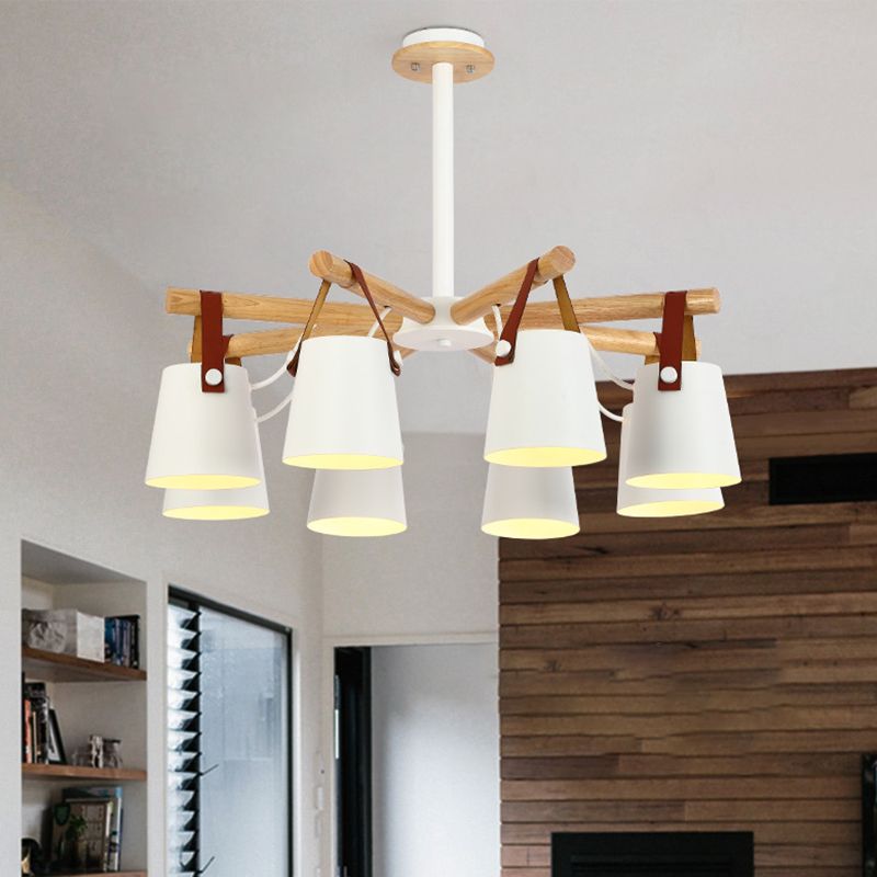 Luce a ciondolo sputnik in legno in stile moderno in ferro battuto in ferro battuto lampadario per soggiorno