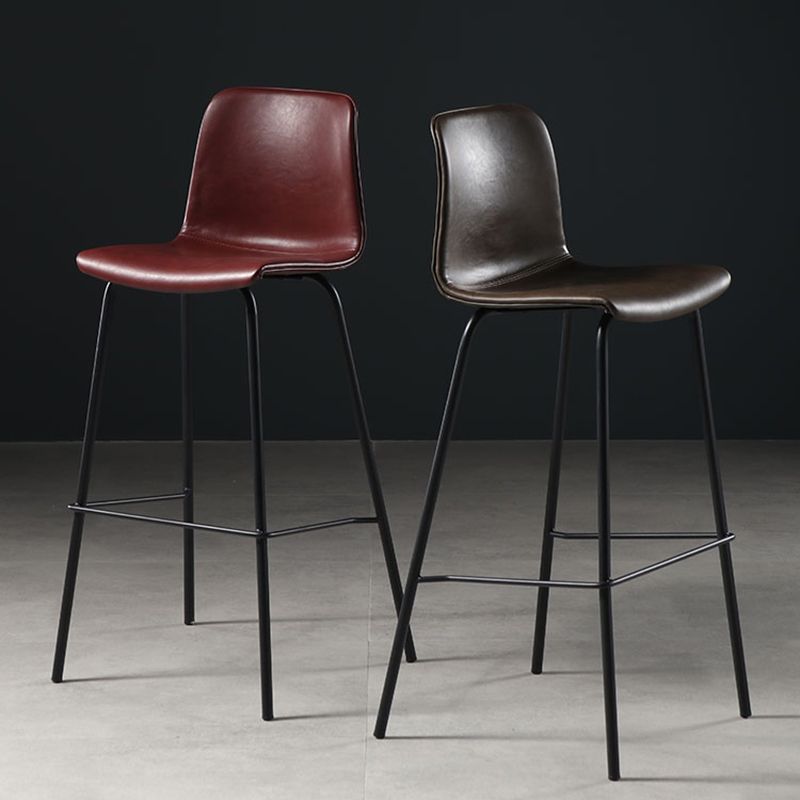 Industrial Indoor Bucket Counter Bar Stool Footrest Faux Leather Bar Stool