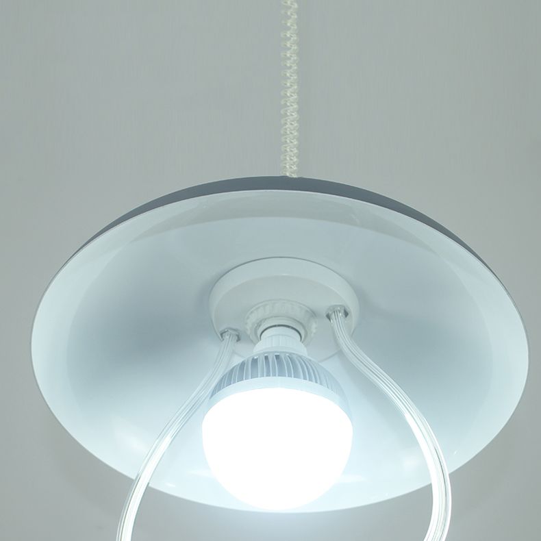 1 Light Round Round Pendants Lighting Metal Industrial Metal Prowing Lamping avec poignée de traction