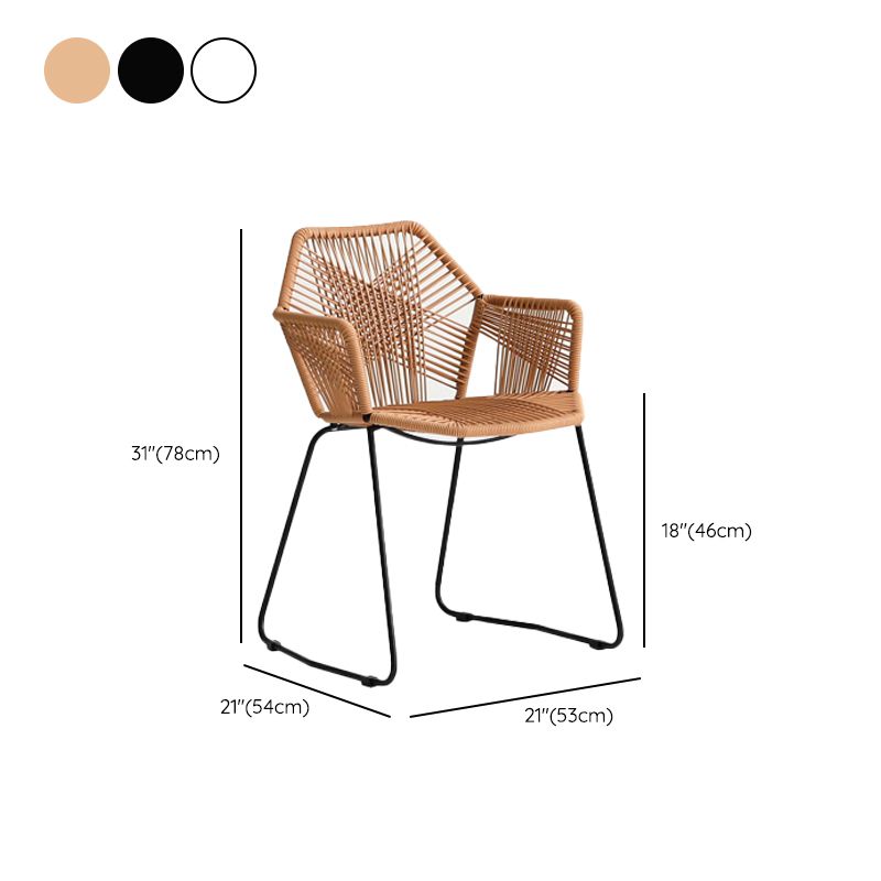 Modern Style Wicker Low Back Armed Bar Stool with Metal Legs