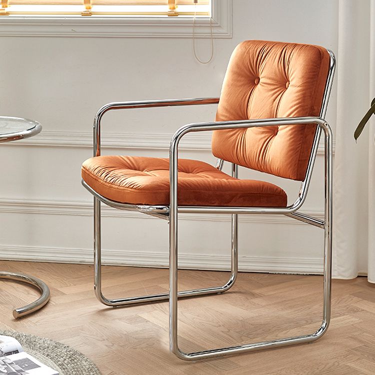 Minimalist Style Upholstered Arm Dining Chairs Solid Back Dining Side Chairs