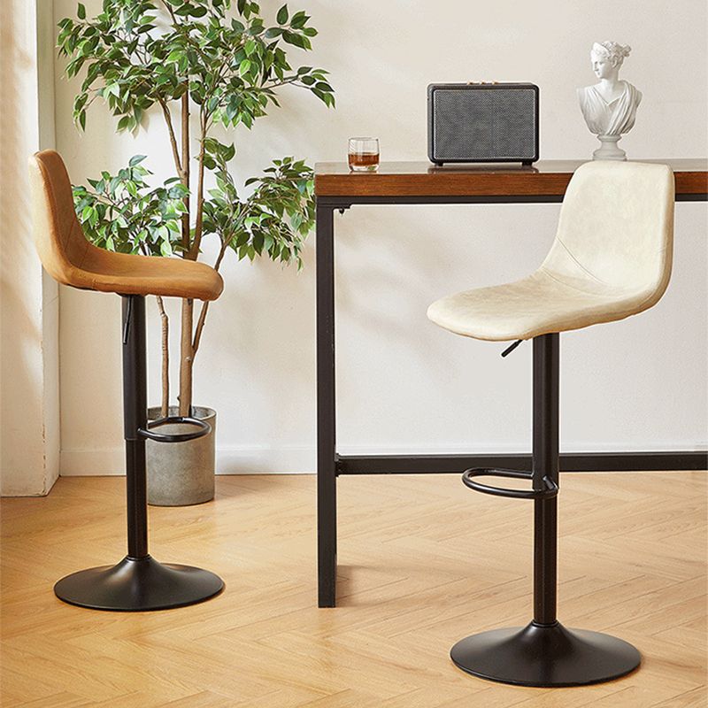 Taburete de bar de cuero moderno, reposapiés, cubo, taburete de mostrador interior ajustable