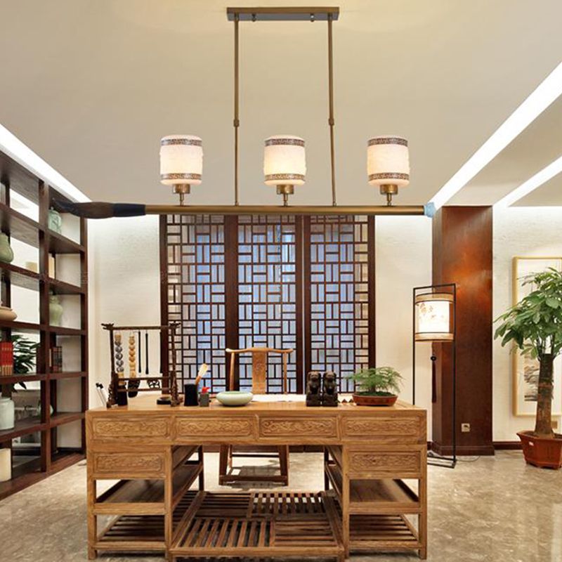 3-Light Island Lighting Fixtures Modern Restaurant Suspension Lamp with White Glass Shade