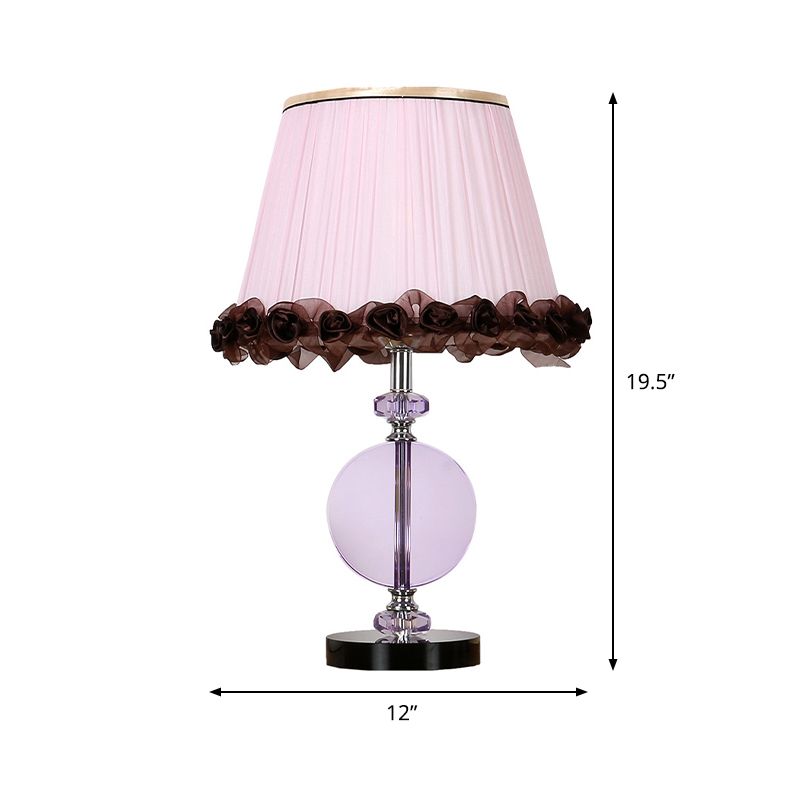 Modernismo lampada da comodino a 1 lucciola lampada a pieghe rosa Night Table Lighting with K9 Crystal