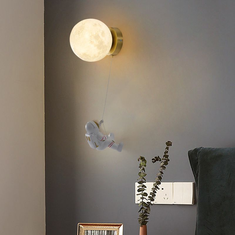 Children Metal Wall Light Flush Mount Globe Shaded Lighting for Dining Room