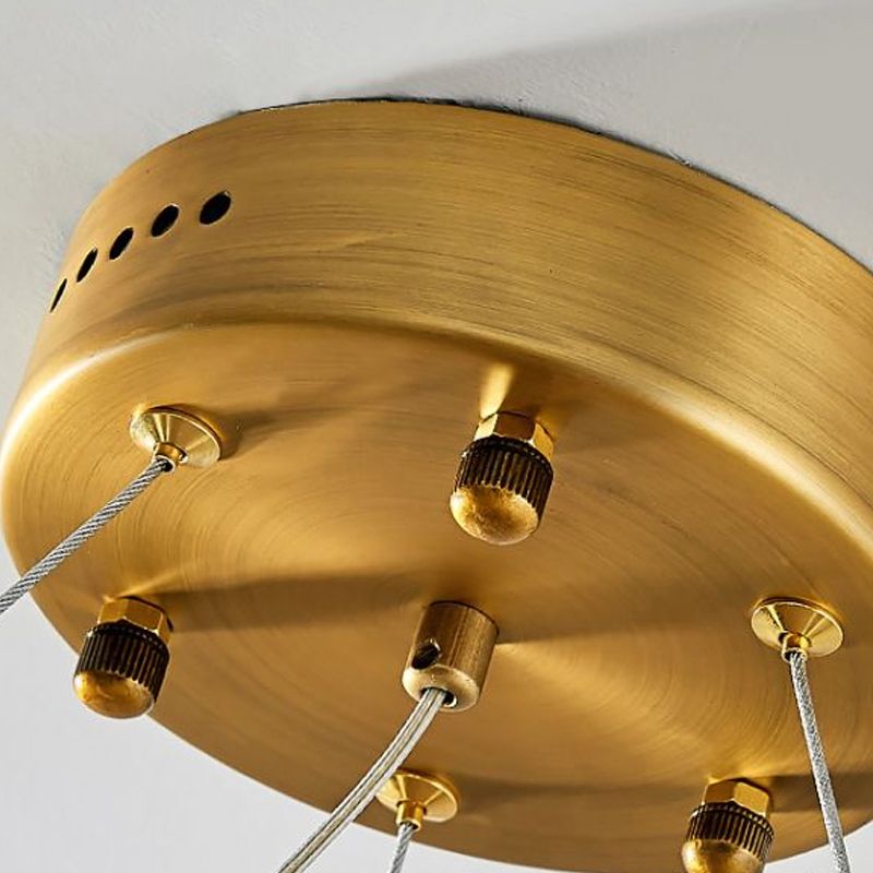 Ring Living Room LED Ceiling Lighting Metallic Postmodern Chandelier Light with Decorative Crystal in Black