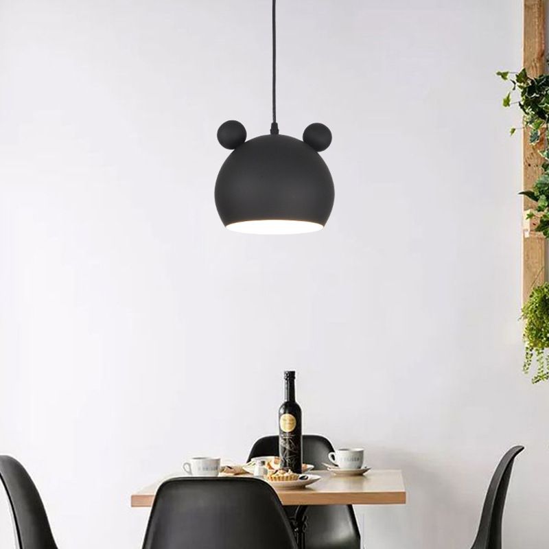 Metal Bear Head Pendant Ceiling Lamp Cartoon Hanging Light Fixture for Kindergarten