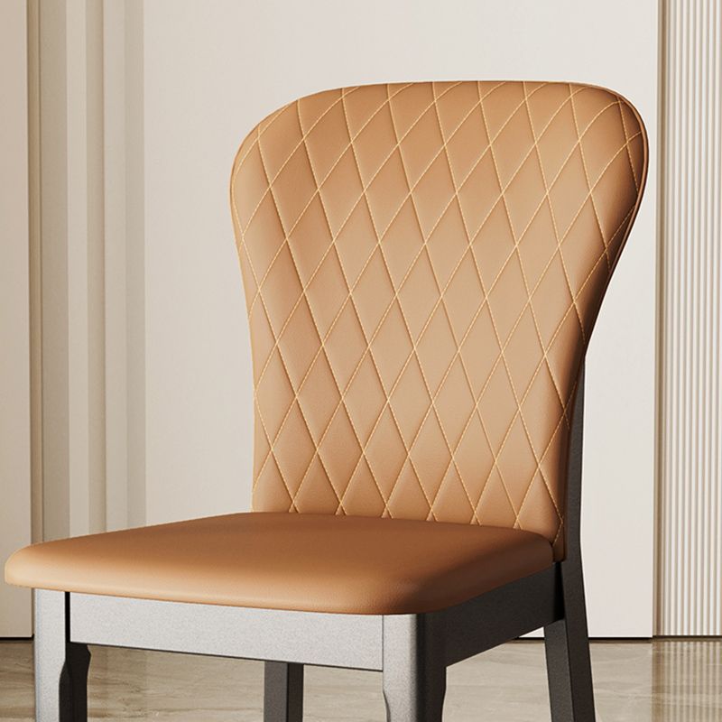 Rubberwood Modern Dining Chair Faux Leather Solid Back Side Chair