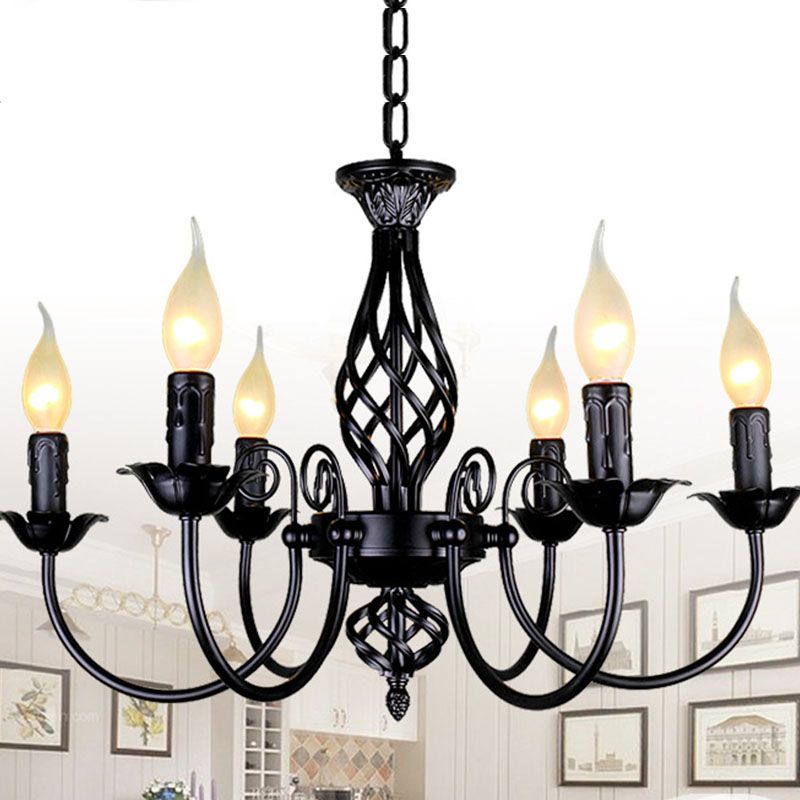 Minimalismo americano clásico Candelier de lámpara de metal ligero Lámpara de metal en acabado negro