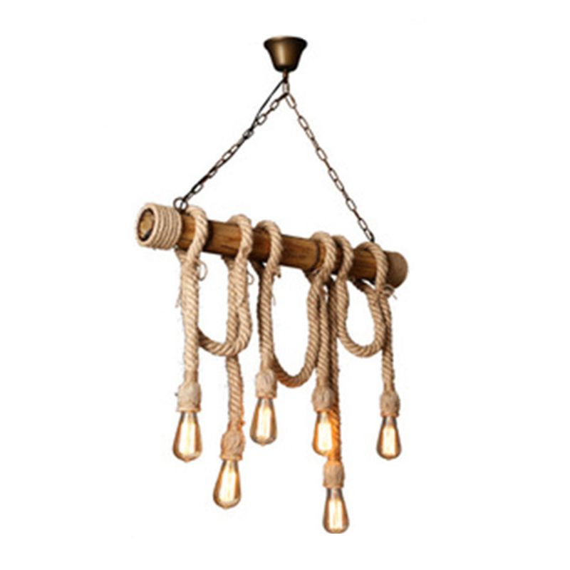 Industrial Style Island Lights Metal 3/6 Lights Pendant Light in Brown