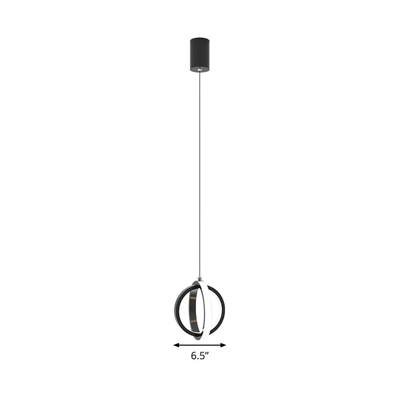 Orbit Metal Hanging Ceiling Light Contemporary Black LED Pendant Light Kit, Warm/White Light