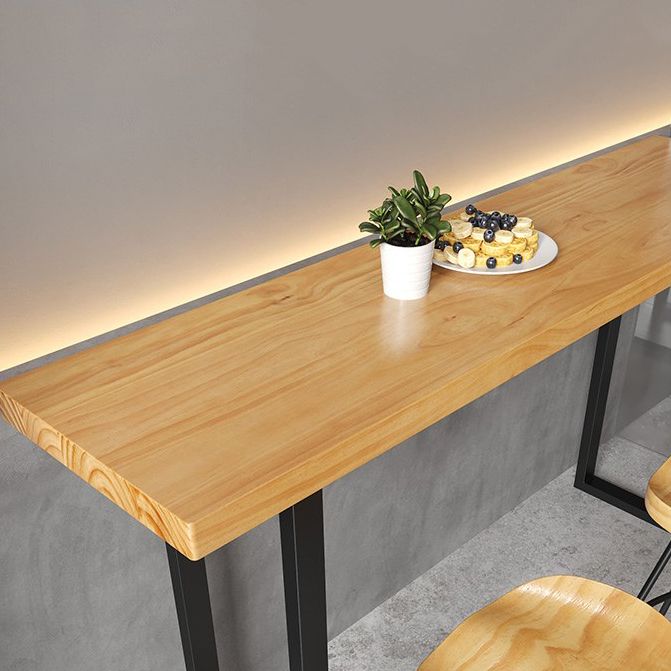 Solid Wood Bar Stool and Table Set 1/4/7 Pcs Black Iron Base Bar Table and Stools