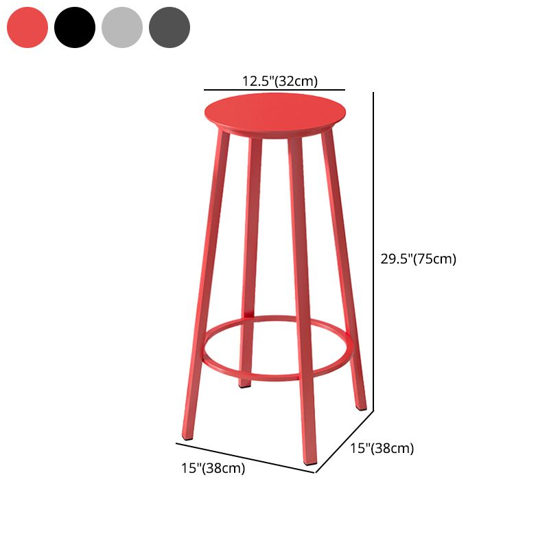 Contemporary Footrest Backless Barstool Matte Finish Iron Stool