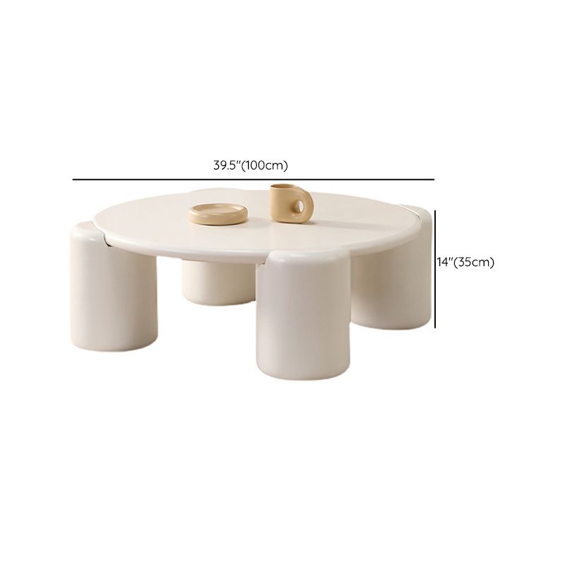 Round Engineered Wood Coffee Table Modern 4 Legs Cocktail Table