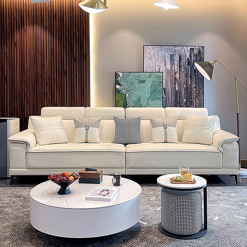 Stain-Resistant Faux Leather Pillow Top Arm Sofa/Sectional for Living Room