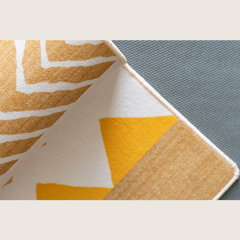 Beige Modern Area Rug Polyester Stripe Pattern Rug Non-Slip Rug for Home Decor