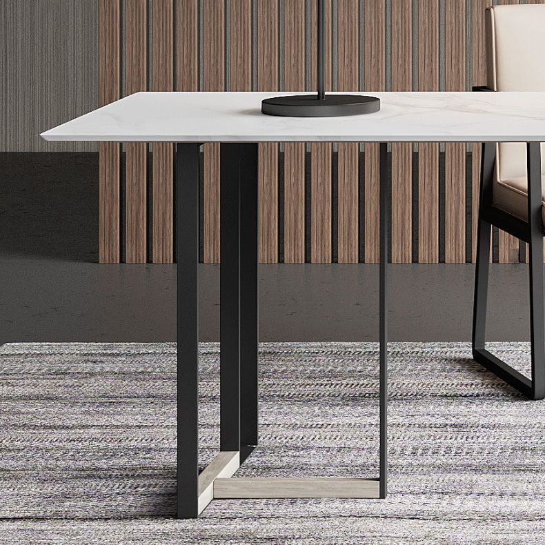 Rectangle Dining Table Contemporary Table with Double Pedestal Base