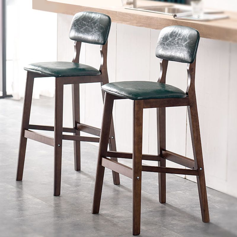 Taburete de bar contemporáneo con respaldo, taburete de bar de madera espresso con reposapiés
