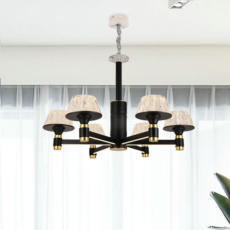 Chandelier de lustre de plafond Crystal Crystal 6/8/12 Bulbes 27,5 "/33,5" /37,5 "Light pendant noir suspendu noir de largeur
